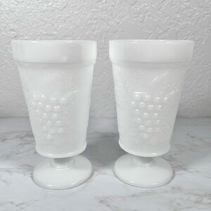 Set Of 2 Vintage Milk Glass Goblets